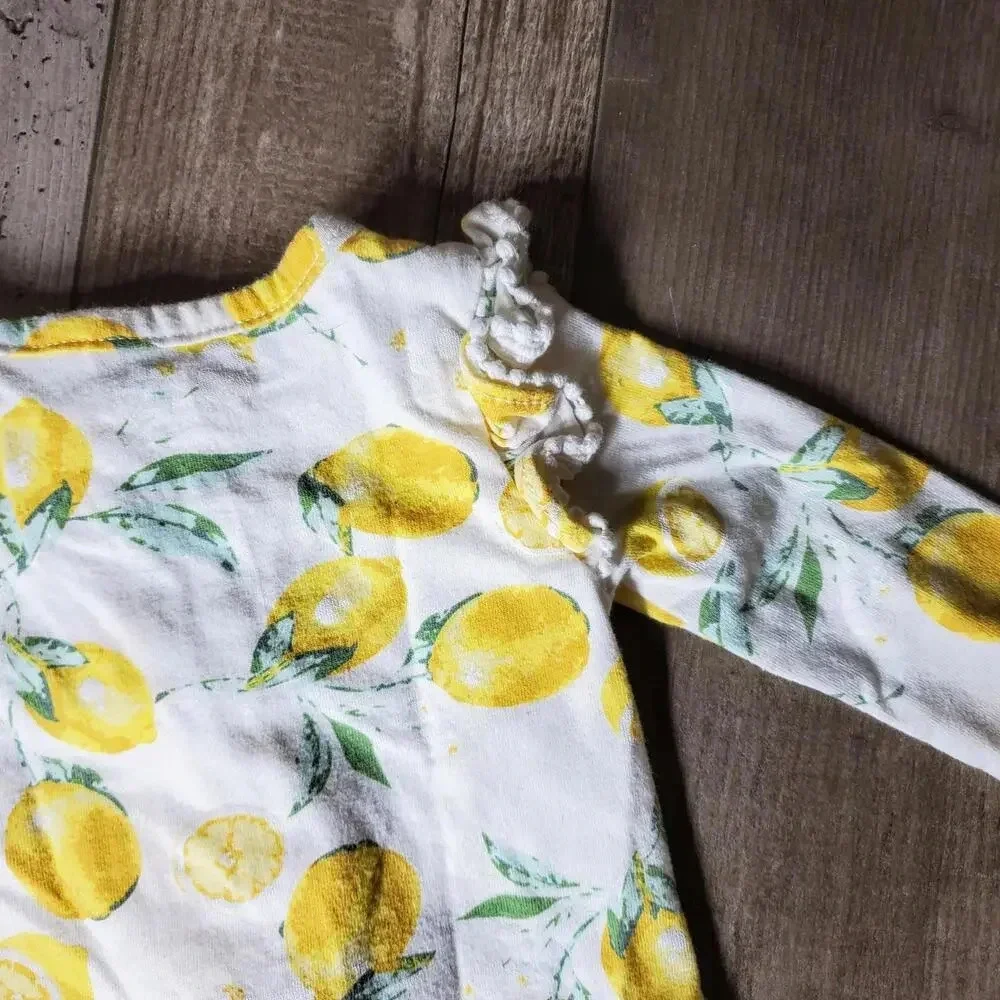 Jessica Simpson Baby Girl Lemon Footed Sleeper Pajamas Size 0/3M